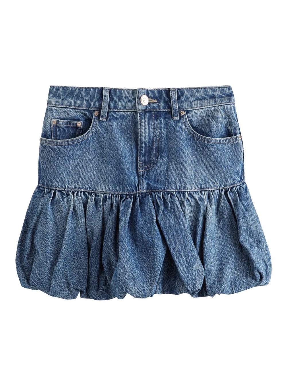 Nordstrom Blue Denim Bubble-Hem Mini Skirt